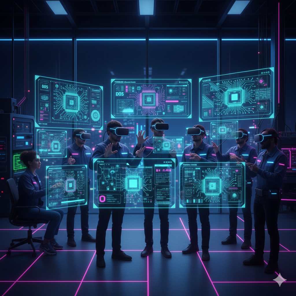 Community of engineers reviewing VLSI projects