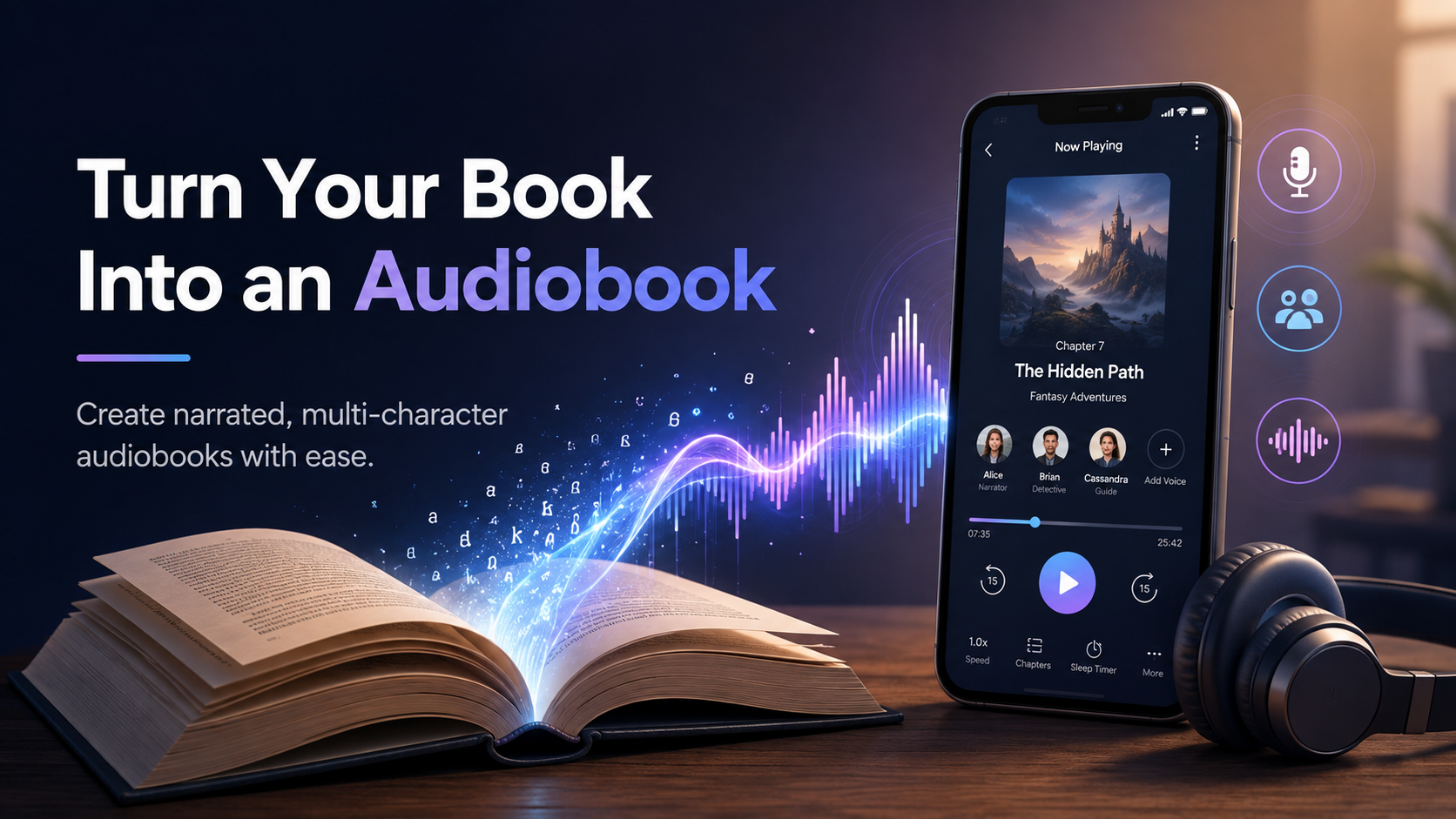 Turn your book into an audiobook with AI multi-character narration app on iPhone