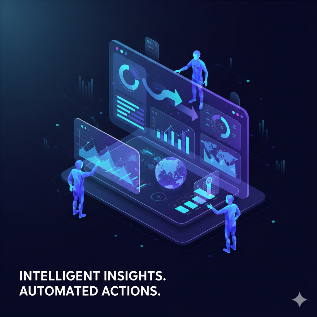 AI dashboard showing real-time business metrics