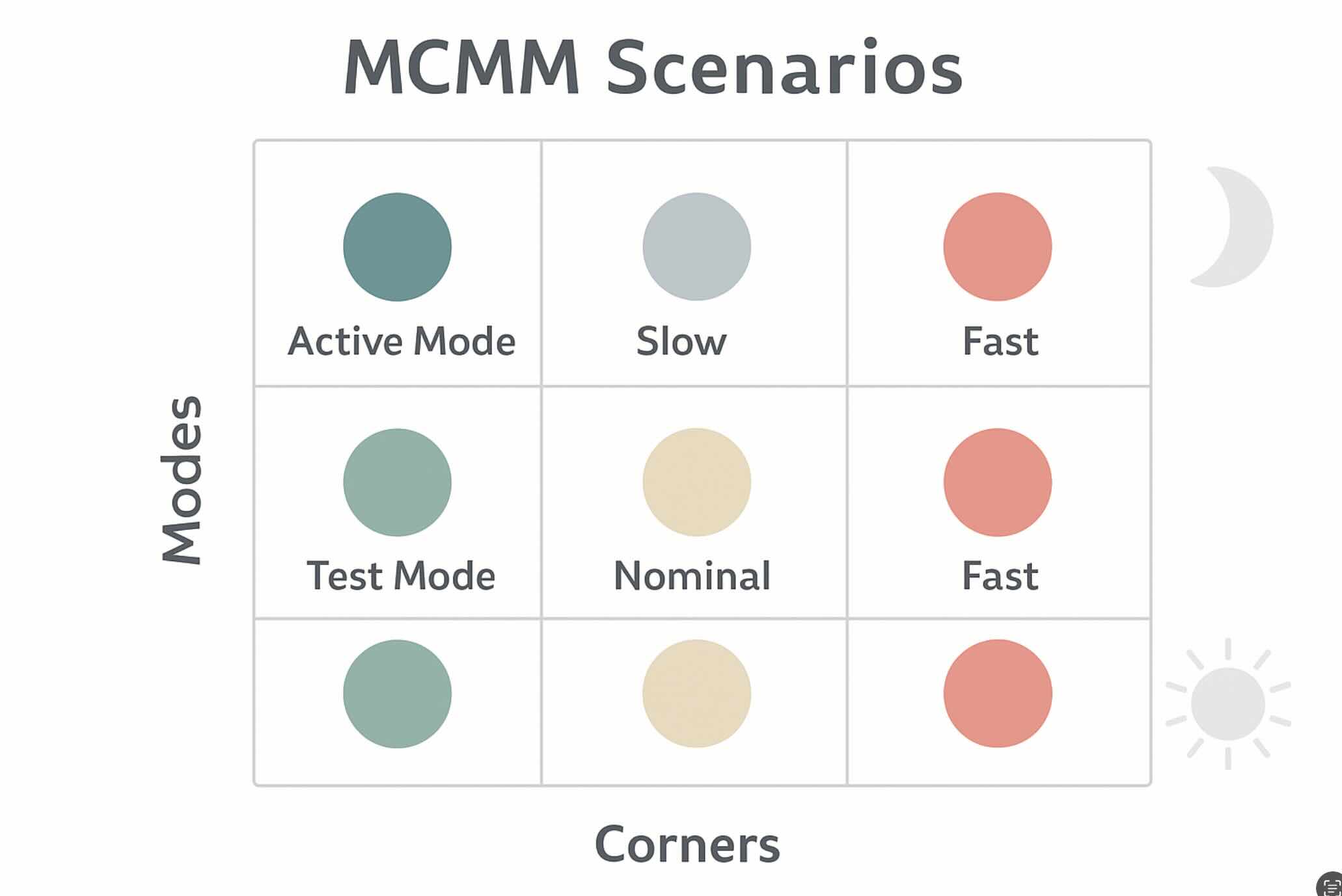 Example MCMM scenarios for modes and corners