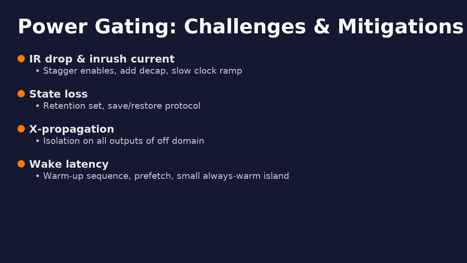Power gating challenges diagram