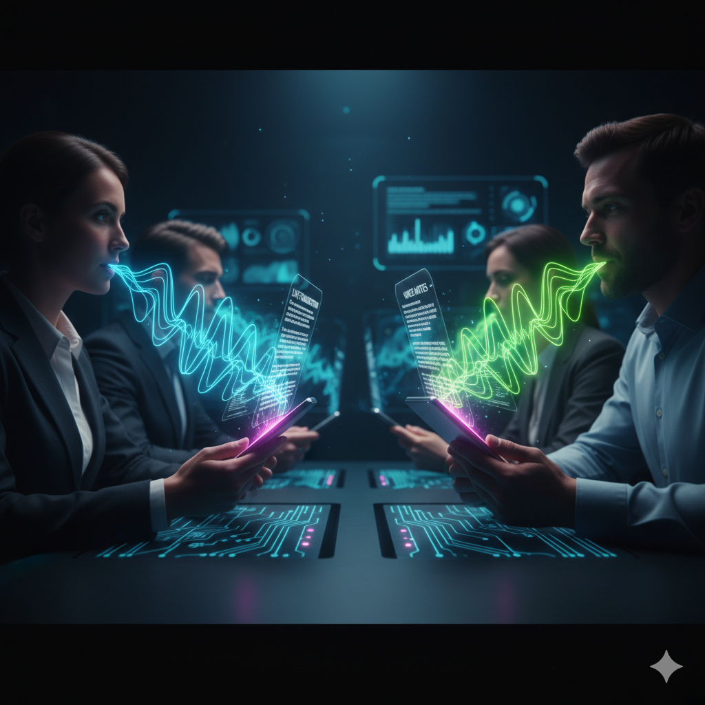 Professionals using speech to text dashboards across devices