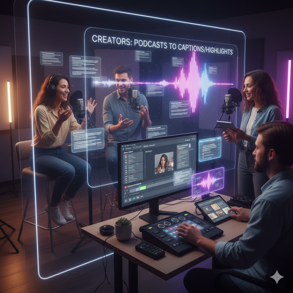 Content creators reviewing AI-transcribed notes